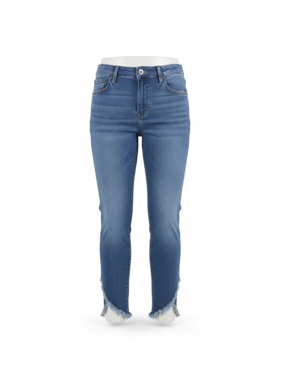 1822 Denim Womens Blue Stretch Cropped Fringe Hem Straight Leg Jeans Size 10